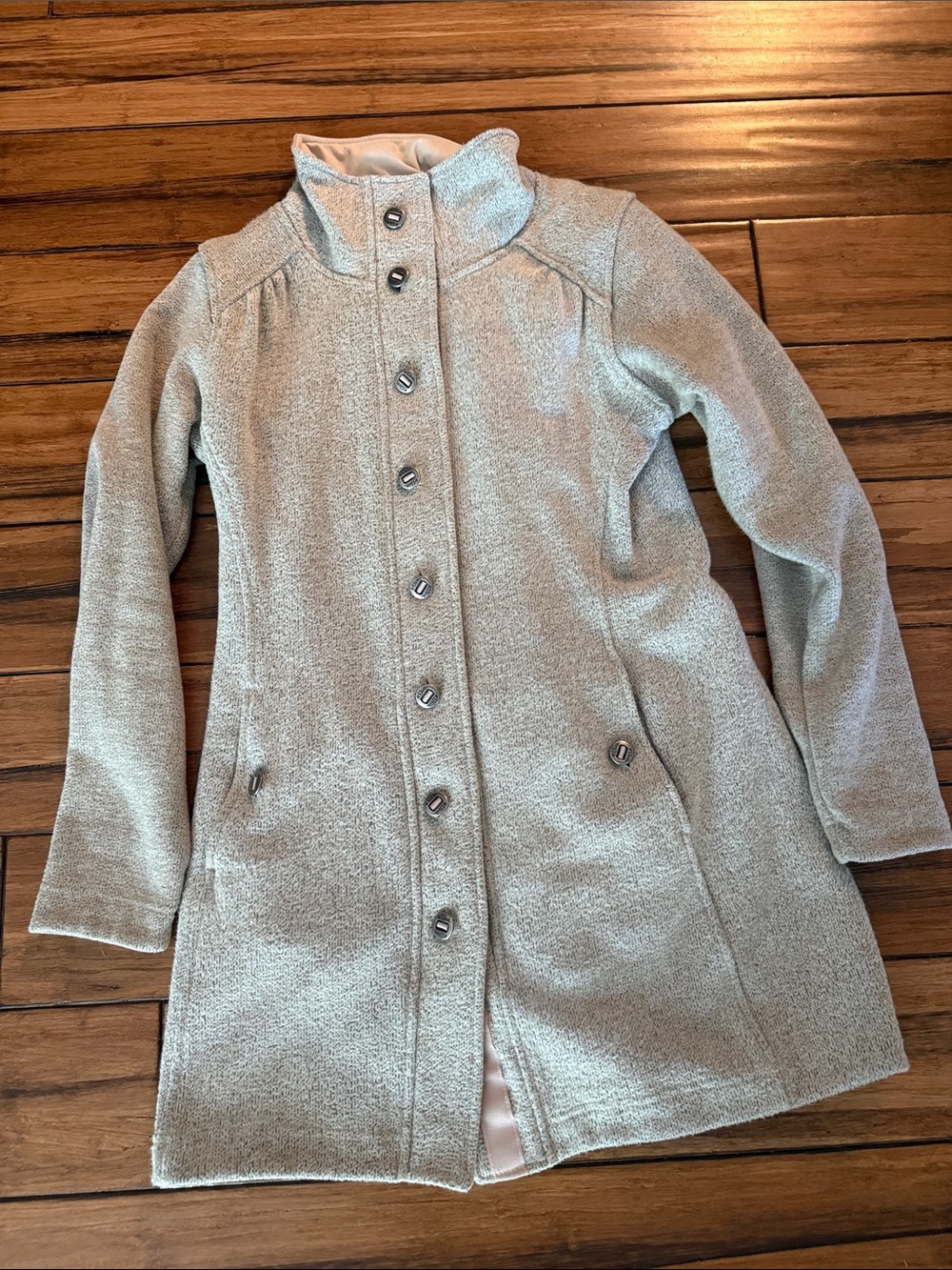Kuhl Women's Light Heather cream Button-Front Trench Coat Size Medium
